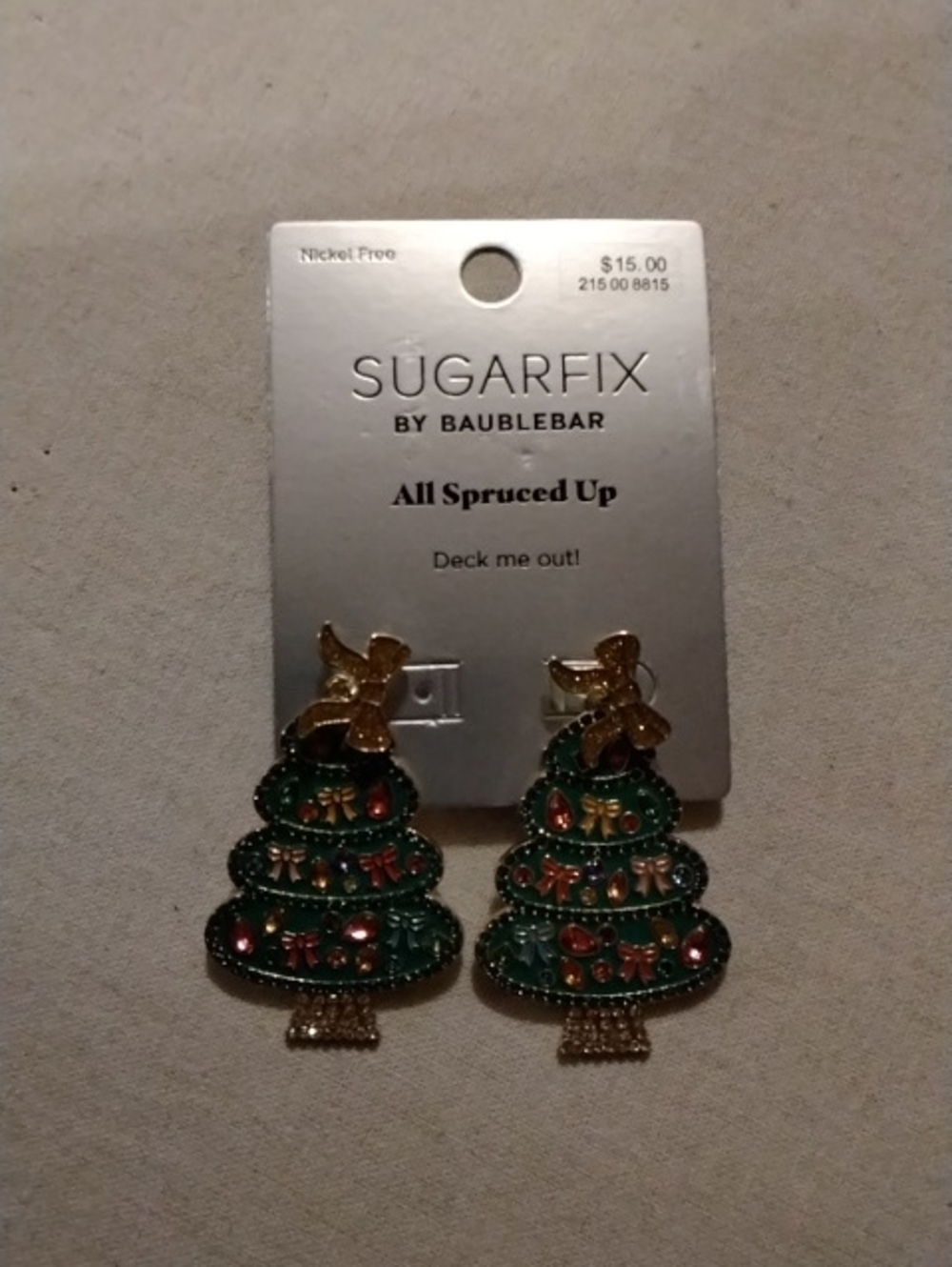 Green Christmas Tree Drop Earrings 1149